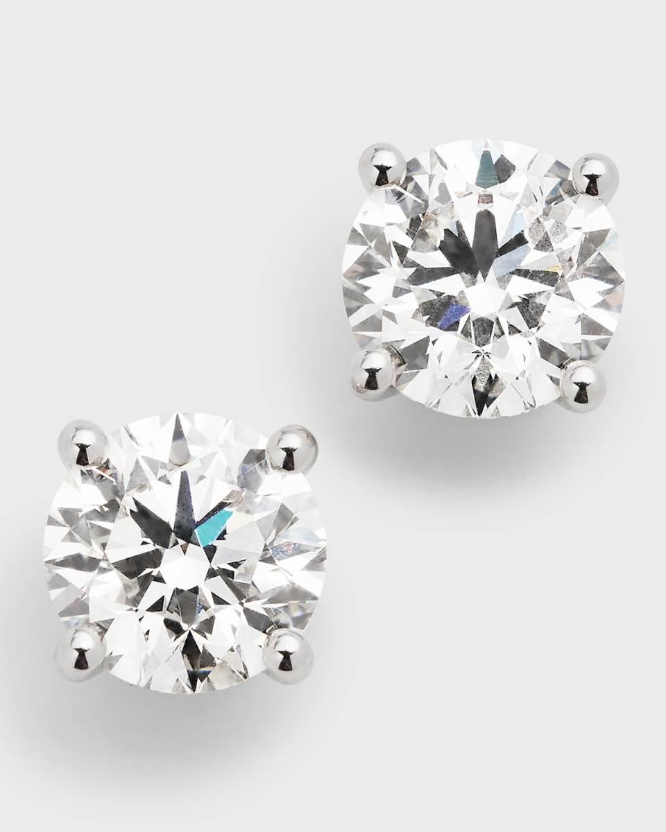 Lab Grown Diamond 18K White Gold Round Stud Earrings